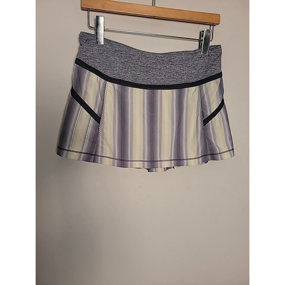 lululemon athletica Yellow Gray Striped Run Skort - Picture 2 of 7
